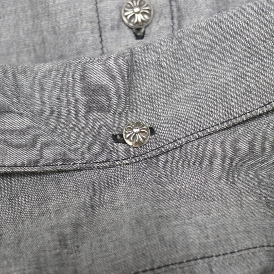 Chrome Hearts(クロムハーツ)のクロムハーツ【CHROMEHEARTS】クロスボールボタン/半袖シャツグレー/Sサイズ【中古】111589 メンズのトップス(シャツ)の商品写真