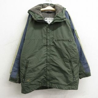 コロンビア(Columbia)の古着 コロンビア COLUMBIA 長袖 ナイロン ジャケット パーカー キッズ ボーイズ 子供服 00年代 00s CONVERT 濃緑他 グリーン 内側ボア 23nov28(シャツ/カットソー)