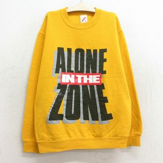 古着 ジャージーズ 長袖 スウェット キッズ ボーイズ 子供服 80年代 80s ALONE IN THE ZONE クルーネック USA製 黄 イエロー 23nov28(シャツ/カットソー)