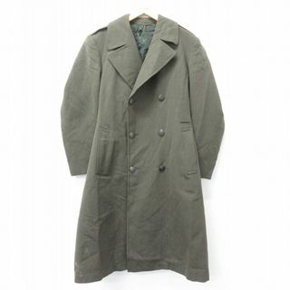 M★古着 長袖 ビンテージ ミリタリー コート メンズ 50年代 50s ロング丈 ウール USA製 緑系 グリーン 23nov21 中古 アウター(ダッフルコート)