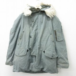 XL★古着 長袖 ミリタリー ジャケット メンズ 90年代 90s N-3B 大きいサイズ ロング丈 ラグラン USA製 緑 グリーン 23nov24 中古 アウター フライト(ダッフルコート)