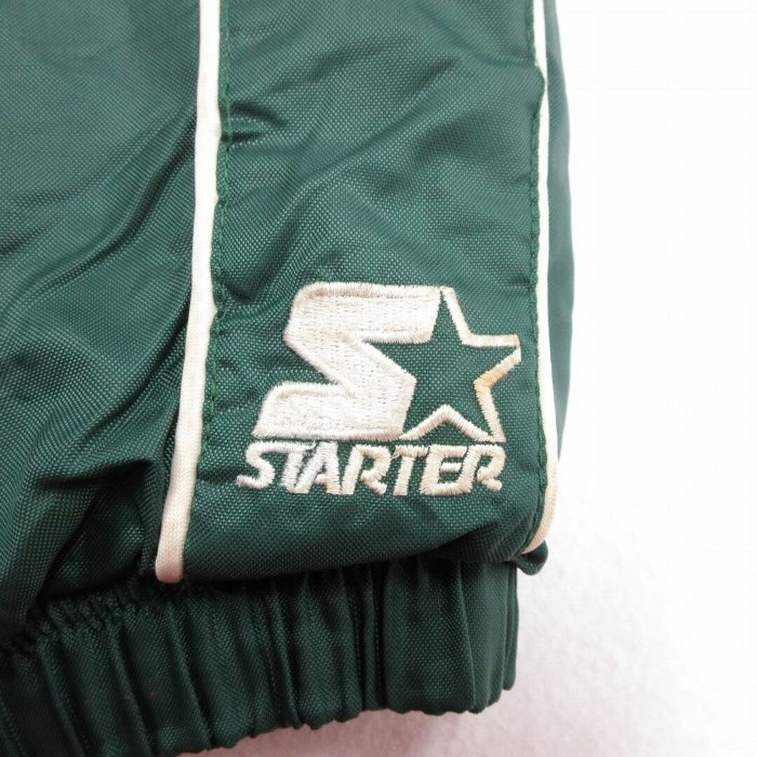 STARTER(スターター)のXL★古着 スターター STARTER 長袖 ナイロン ジャケット メンズ 90年代 90s NFL ニューヨークジェッツ リバーシブル 大きいサイズ ロング丈 緑 グリーン 内側キルティング 23nov21 中古 アウター メンズのジャケット/アウター(ダッフルコート)の商品写真