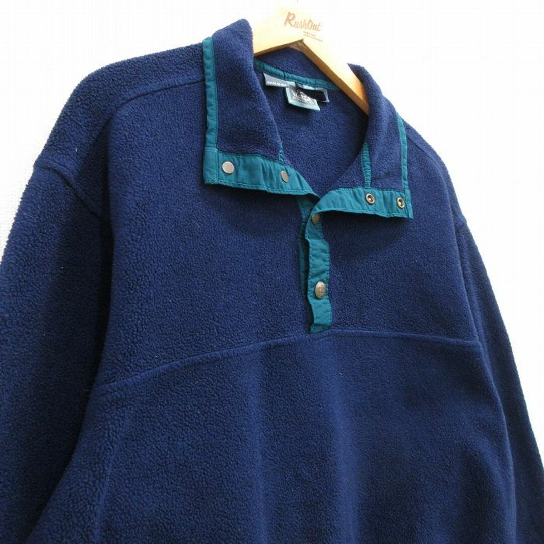 WOOLRICH(ウールリッチ)のM★古着 ウールリッチ WOOLRICH 長袖 フリース ジャケット メンズ 90年代 90s スナップT USA製 紺他 ネイビー 23nov24 中古 アウター メンズのジャケット/アウター(ダッフルコート)の商品写真