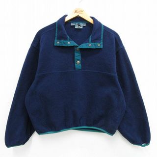 ウールリッチ(WOOLRICH)のM★古着 ウールリッチ WOOLRICH 長袖 フリース ジャケット メンズ 90年代 90s スナップT USA製 紺他 ネイビー 23nov24 中古 アウター(ダッフルコート)