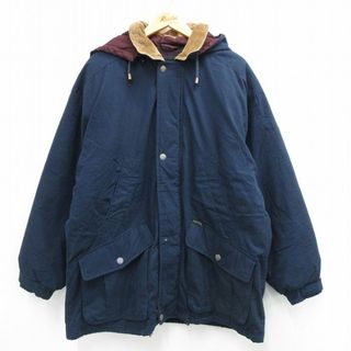 XL★古着 パシフィックトレイル 長袖 ジャケット パーカー メンズ 00年代 00s 襟コーデュロイ ロング丈 紺 ネイビー 内側フランネル 23nov24 中古 アウター(ダッフルコート)