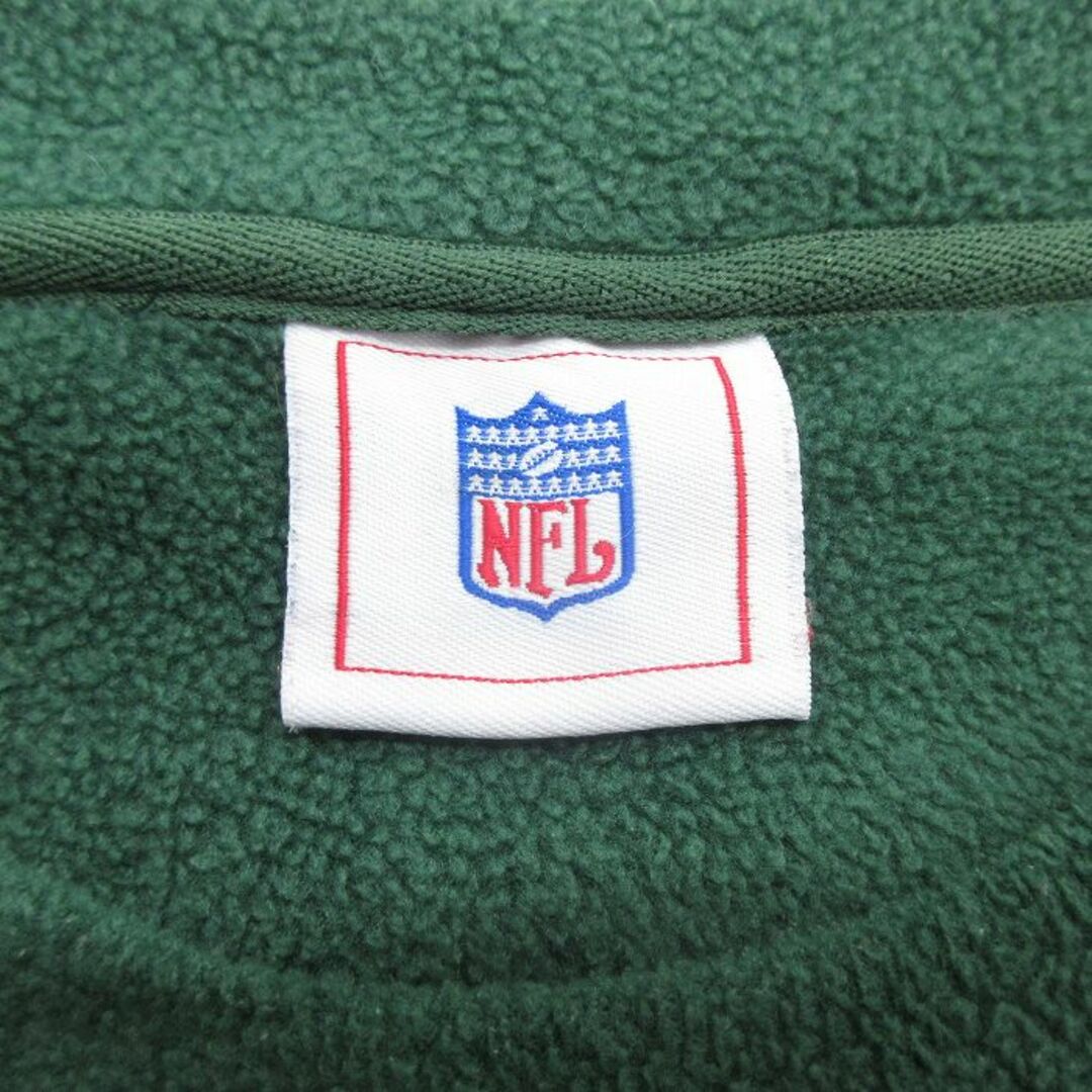 L★古着 長袖 フリース トップス メンズ 00年代 00s NFL グリーンベイパッカーズ ロング丈 クルーネック 緑他 グリーン アメフト スーパーボウル 23nov25 中古 アウター メンズのジャケット/アウター(ダッフルコート)の商品写真