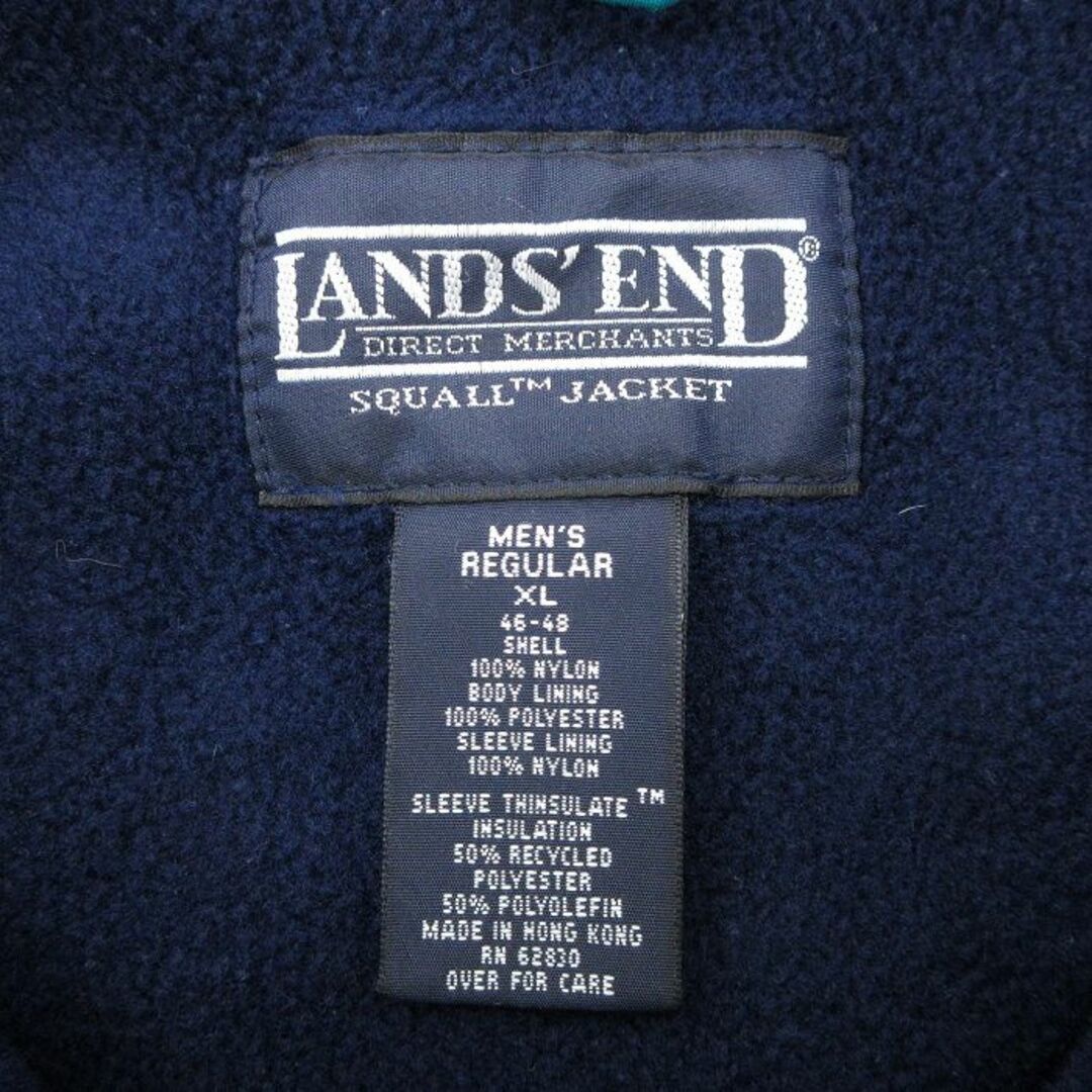 LANDS’END(ランズエンド)のXL★古着 ランズエンド 長袖 ナイロン ジャケット メンズ 00年代 00s ワンポイントロゴ 大きいサイズ ラグラン 青緑系 23nov25 中古 アウター メンズのジャケット/アウター(ダッフルコート)の商品写真