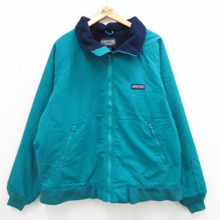 ランズエンド(LANDS’END)のXL★古着 ランズエンド 長袖 ナイロン ジャケット メンズ 00年代 00s ワンポイントロゴ 大きいサイズ ラグラン 青緑系 23nov25 中古 アウター(ダッフルコート)