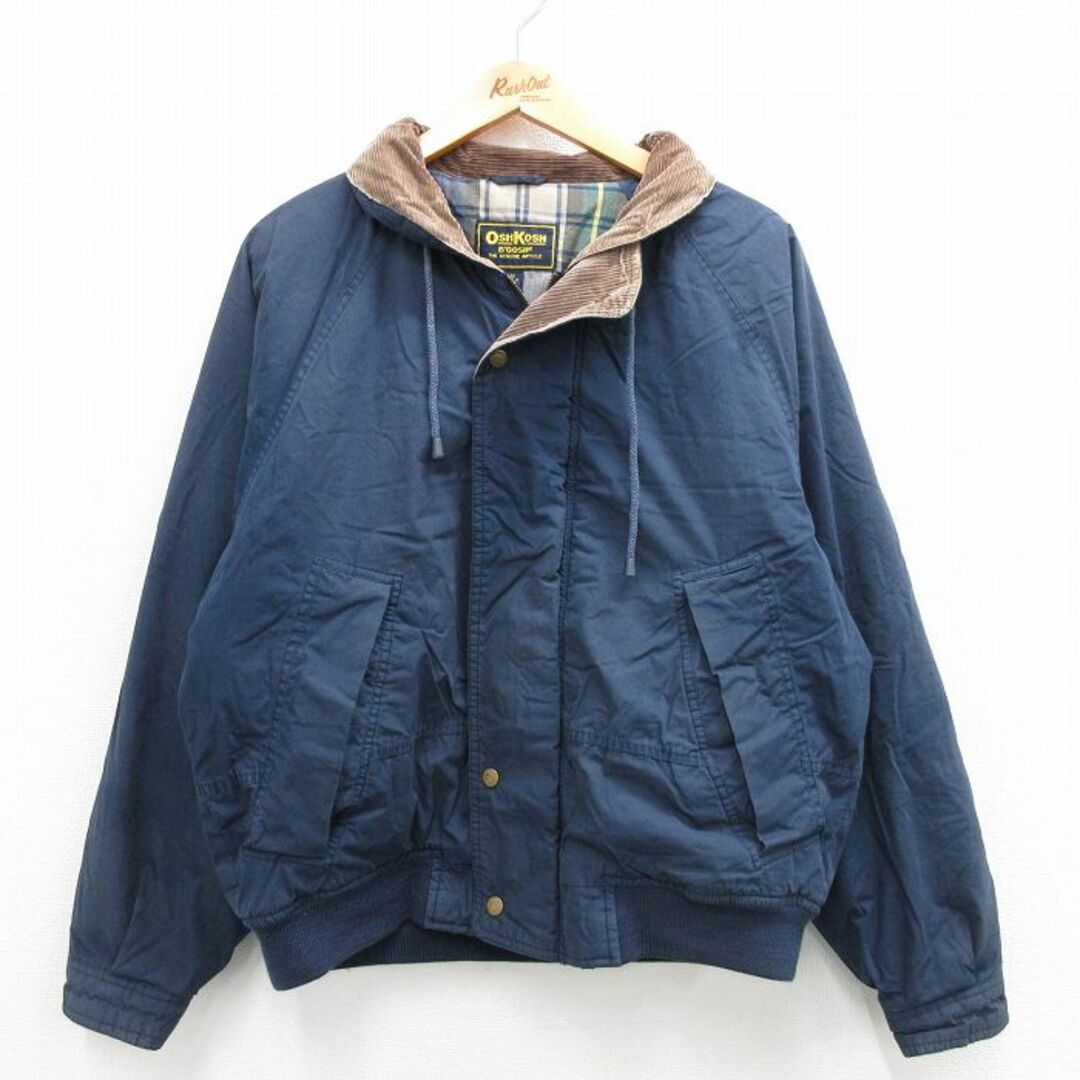 OshKosh(オシュコシュ)のXL★古着 オシュコシュ OSHKOSH 長袖 ジャケット メンズ 00年代 00s ヒジ当て 襟コーデュロイ ラグラン 紺 ネイビー 内側フランネル 23nov25 中古 アウター メンズのジャケット/アウター(ダッフルコート)の商品写真