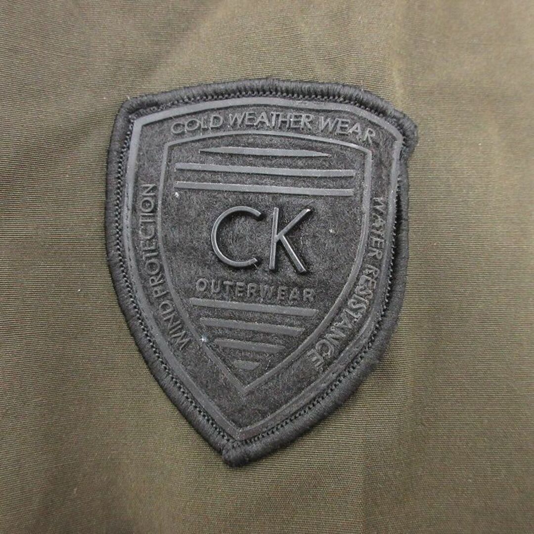 ck Calvin Klein(シーケーカルバンクライン)のXL★古着 カルバンクライン Calvin Klein 長袖 ブランド ジャケット メンズ 襟ボア 大きいサイズ ロング丈 濃緑 グリーン 内側キルティング 【spe】 23nov25 中古 アウター メンズのジャケット/アウター(ダッフルコート)の商品写真