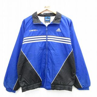 アディダス(adidas)のM★古着 アディダス adidas 長袖 ナイロン ジャケット メンズ 90年代 90s ワンポイントロゴ 紺他 ネイビー 3本ライン 23nov29 中古 アウター ウインドブレーカー(ダッフルコート)