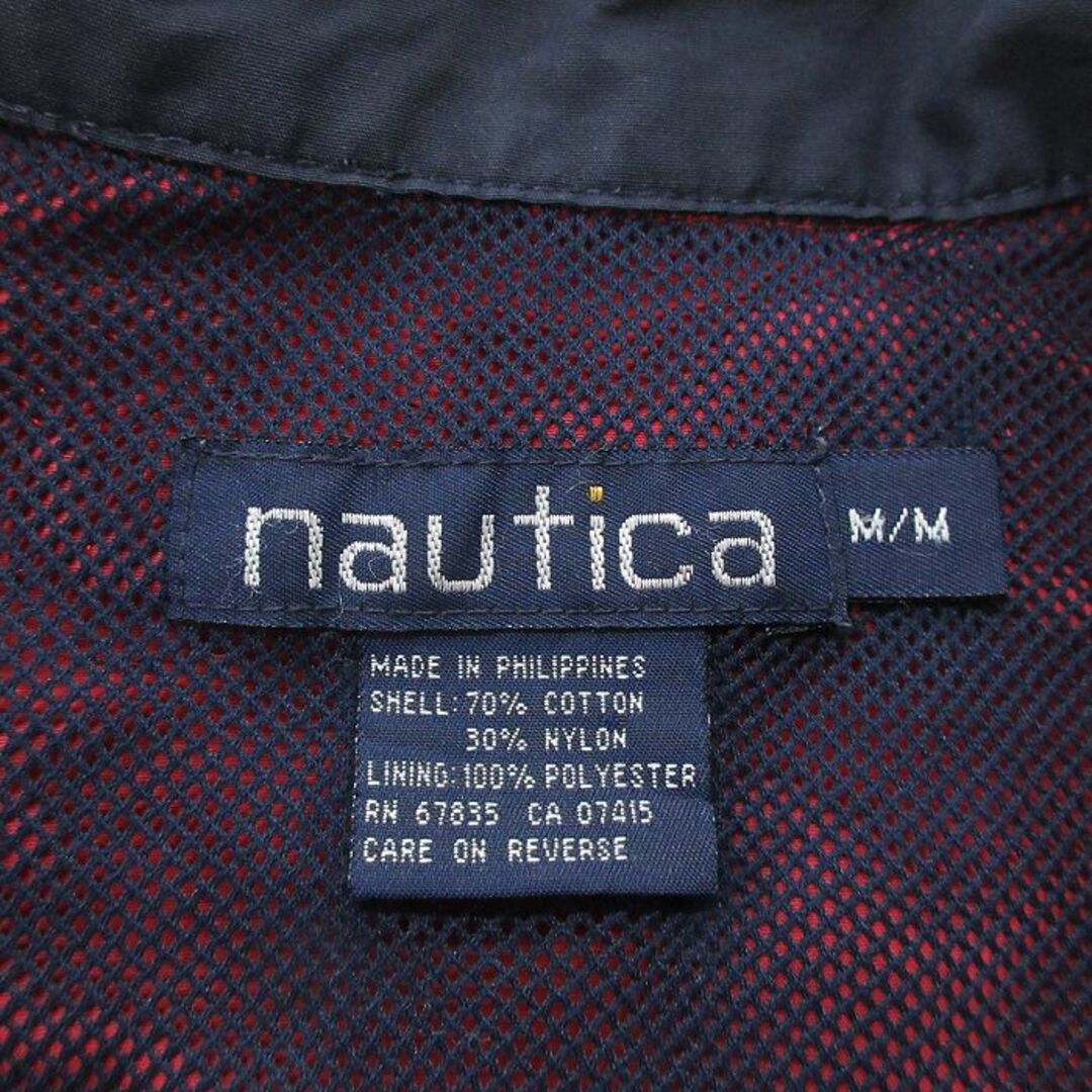 NAUTICA(ノーティカ)のL★古着 ノーティカ NAUTICA 長袖 ブランド ジャケット メンズ 90年代 90s ビッグロゴ ラグラン 赤他 レッド 内側メッシュ 23nov29 中古 アウター ジャンパー ブルゾン メンズのジャケット/アウター(ダッフルコート)の商品写真