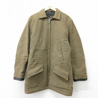 L★古着 キングサイズ 長袖 ビンテージ コート メンズ 60年代 60s ロング丈 緑 グリーン 内側キルティング 23nov24 中古 アウター(ダッフルコート)