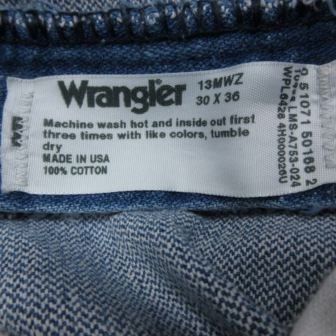 Wrangler(ラングラー)のW30★古着 ラングラー Wrangler ジーンズ メンズ 90年代 90s コットン USA製 紺 ネイビー デニム 23nov27 中古 ボトムス ジーパン Gパン ロング パンツ メンズのパンツ(ワークパンツ/カーゴパンツ)の商品写真