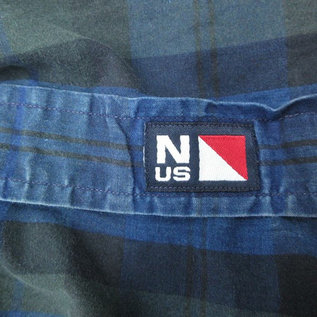 NAUTICA(ノーティカ)のXL★古着 ノーティカ NAUTICA 長袖 ブランド シャツ メンズ 90年代 90s ワンポイントロゴ 大きいサイズ コットン ボタンダウン 紺他 ネイビー チェック 23nov27 中古 トップス メンズのトップス(シャツ)の商品写真