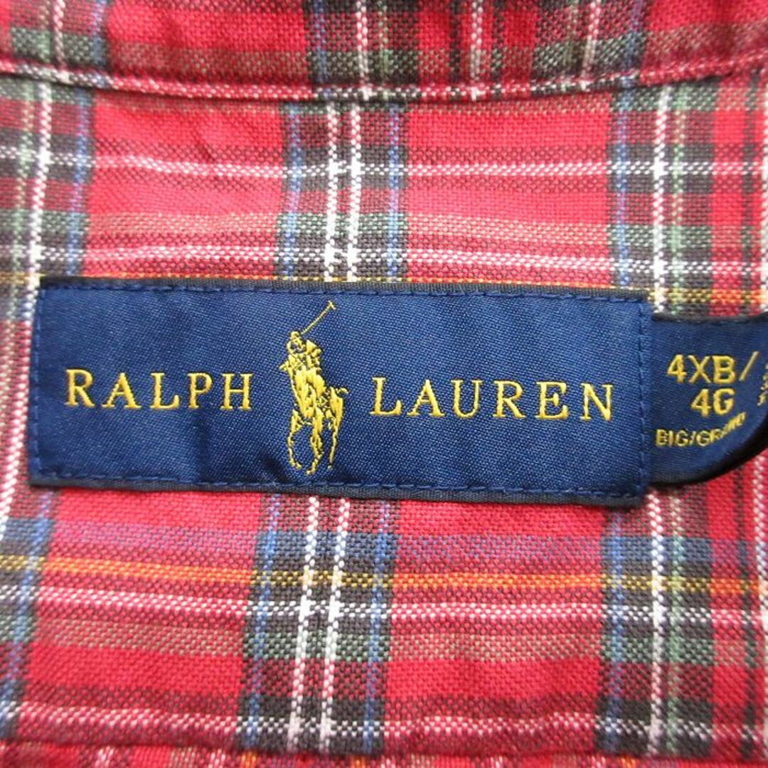 Ralph Lauren(ラルフローレン)のXL★古着 ラルフローレン Ralph Lauren 長袖 ブランド シャツ メンズ ワンポイントロゴ 大きいサイズ ロング丈 コットン ボタンダウン 赤他 レッド タータン チェック 23nov30 中古 トップス メンズのトップス(シャツ)の商品写真