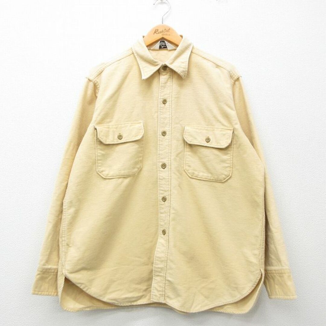 WOOLRICH(ウールリッチ)のXL★古着 ウールリッチ WOOLRICH 長袖 ヘビー フランネル シャツ メンズ 80年代 80s 大きいサイズ コットン 黄系 イエロー 23nov22 中古 トップス メンズのトップス(シャツ)の商品写真