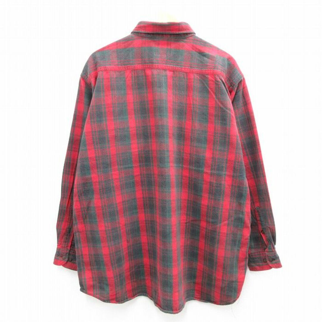 WOOLRICH(ウールリッチ)のXL★古着 ウールリッチ WOOLRICH 長袖 フランネル シャツ メンズ 90年代 90s 大きいサイズ ロング丈 コットン USA製 赤他 レッド チェック 23nov25 中古 トップス メンズのトップス(シャツ)の商品写真