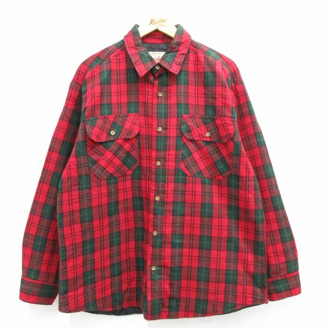 WOOLRICH(ウールリッチ)のXL★古着 ウールリッチ WOOLRICH 長袖 フランネル シャツ メンズ 00年代 00s コットン 赤他 レッド タータン チェック 内側キルティング 23nov25 中古 トップス メンズのトップス(シャツ)の商品写真