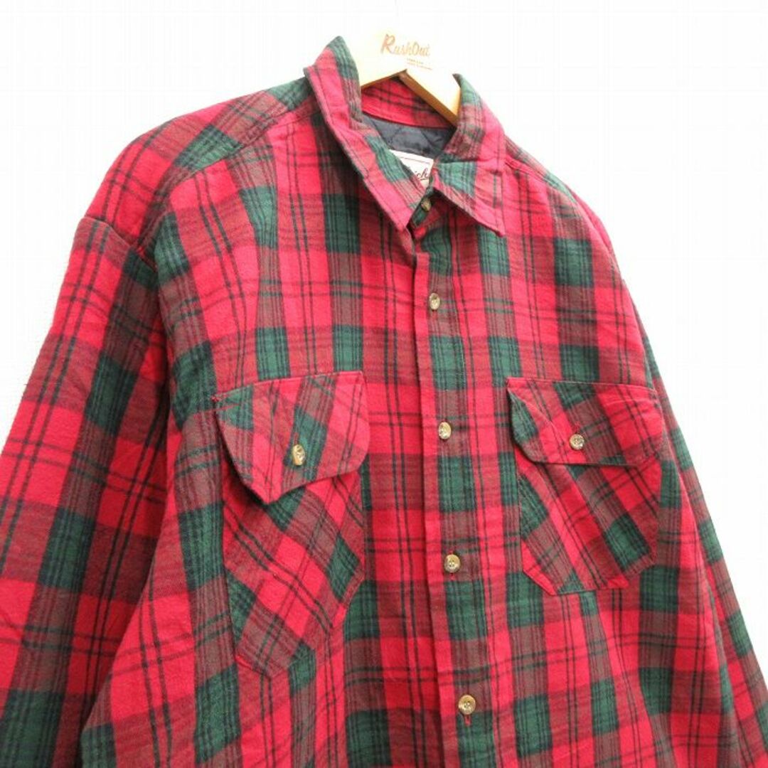 WOOLRICH(ウールリッチ)のXL★古着 ウールリッチ WOOLRICH 長袖 フランネル シャツ メンズ 00年代 00s コットン 赤他 レッド タータン チェック 内側キルティング 23nov25 中古 トップス メンズのトップス(シャツ)の商品写真