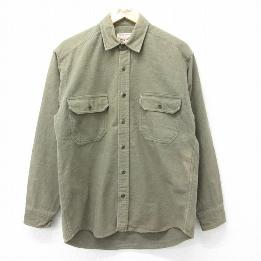 WOOLRICH(ウールリッチ)のL★古着 ウールリッチ WOOLRICH 長袖 ヘビー フランネル シャツ メンズ 00年代 00s コットン 濃緑 グリーン 23nov29 中古 トップス メンズのトップス(シャツ)の商品写真