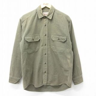 ウールリッチ(WOOLRICH)のL★古着 ウールリッチ WOOLRICH 長袖 ヘビー フランネル シャツ メンズ 00年代 00s コットン 濃緑 グリーン 23nov29 中古 トップス(シャツ)