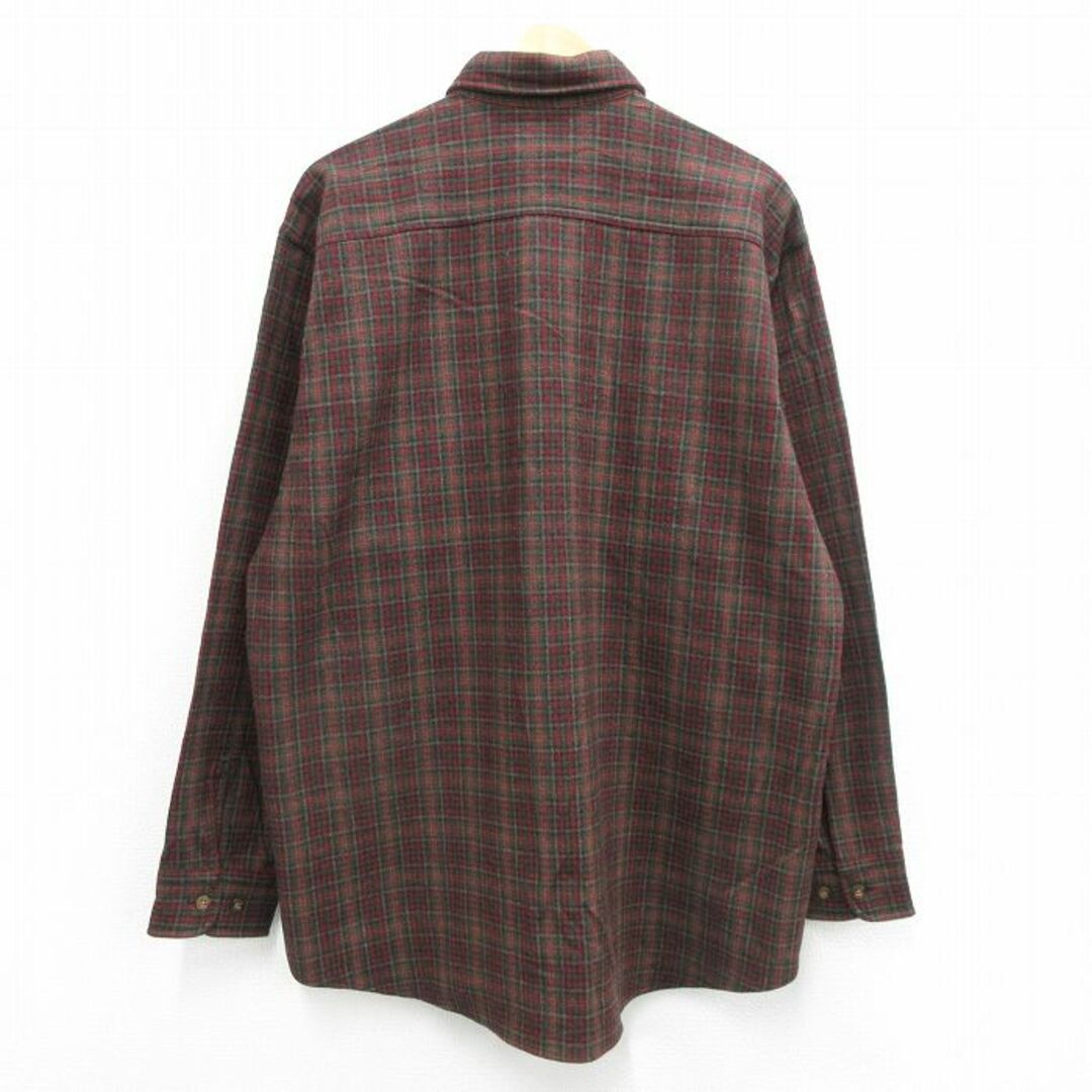 WOOLRICH(ウールリッチ)のXL★古着 ウールリッチ WOOLRICH 長袖 ウール シャツ メンズ ロング丈 ボタンダウン 緑他 グリーン チェック 23nov29 中古 トップス メンズのトップス(シャツ)の商品写真