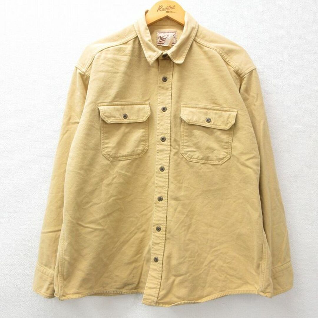 WOOLRICH(ウールリッチ)のXL★古着 ウールリッチ WOOLRICH 長袖 ヘビー フランネル シャツ メンズ 00年代 00s 大きいサイズ コットン ベージュ カーキ 23nov29 中古 トップス メンズのトップス(シャツ)の商品写真