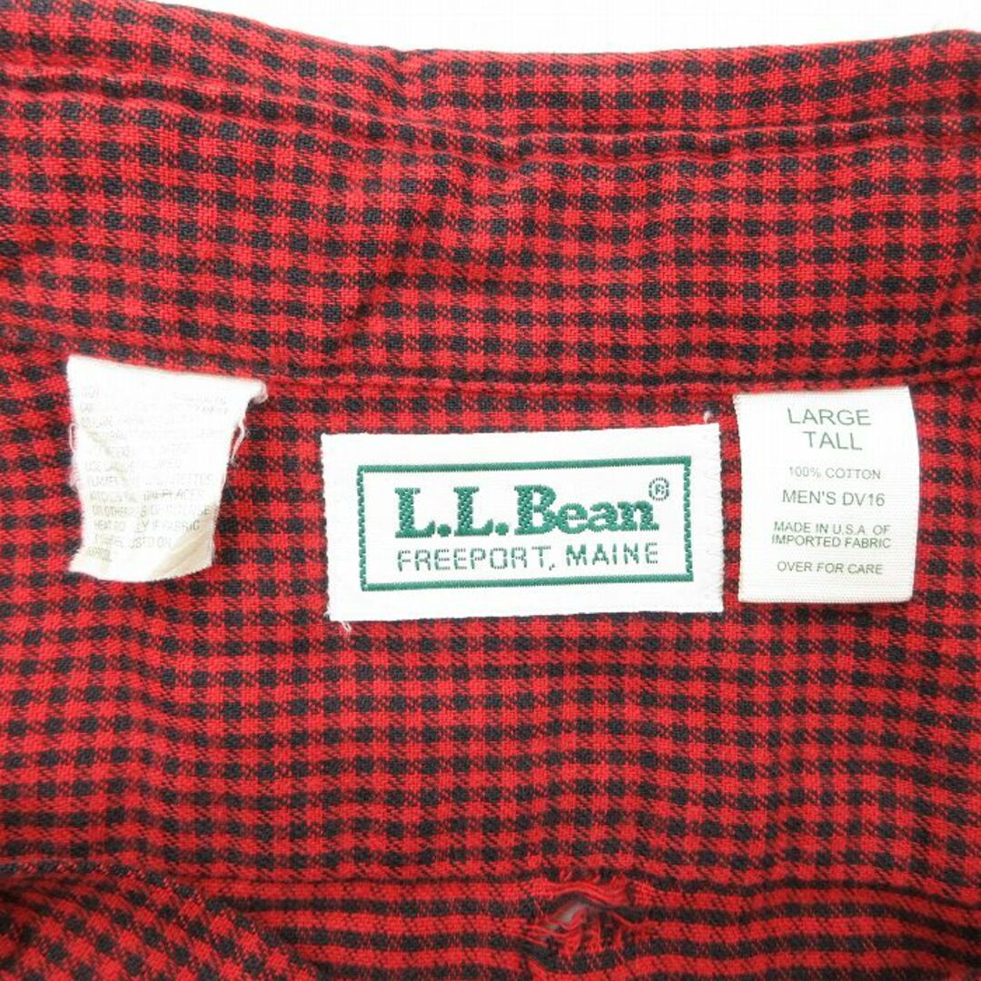 L.L.Bean(エルエルビーン)のXL★古着 エルエルビーン LLBEAN 長袖 フランネル シャツ メンズ 90年代 90s コットン ボタンダウン USA製 赤他 レッド チェック 23nov30 中古 トップス メンズのトップス(シャツ)の商品写真