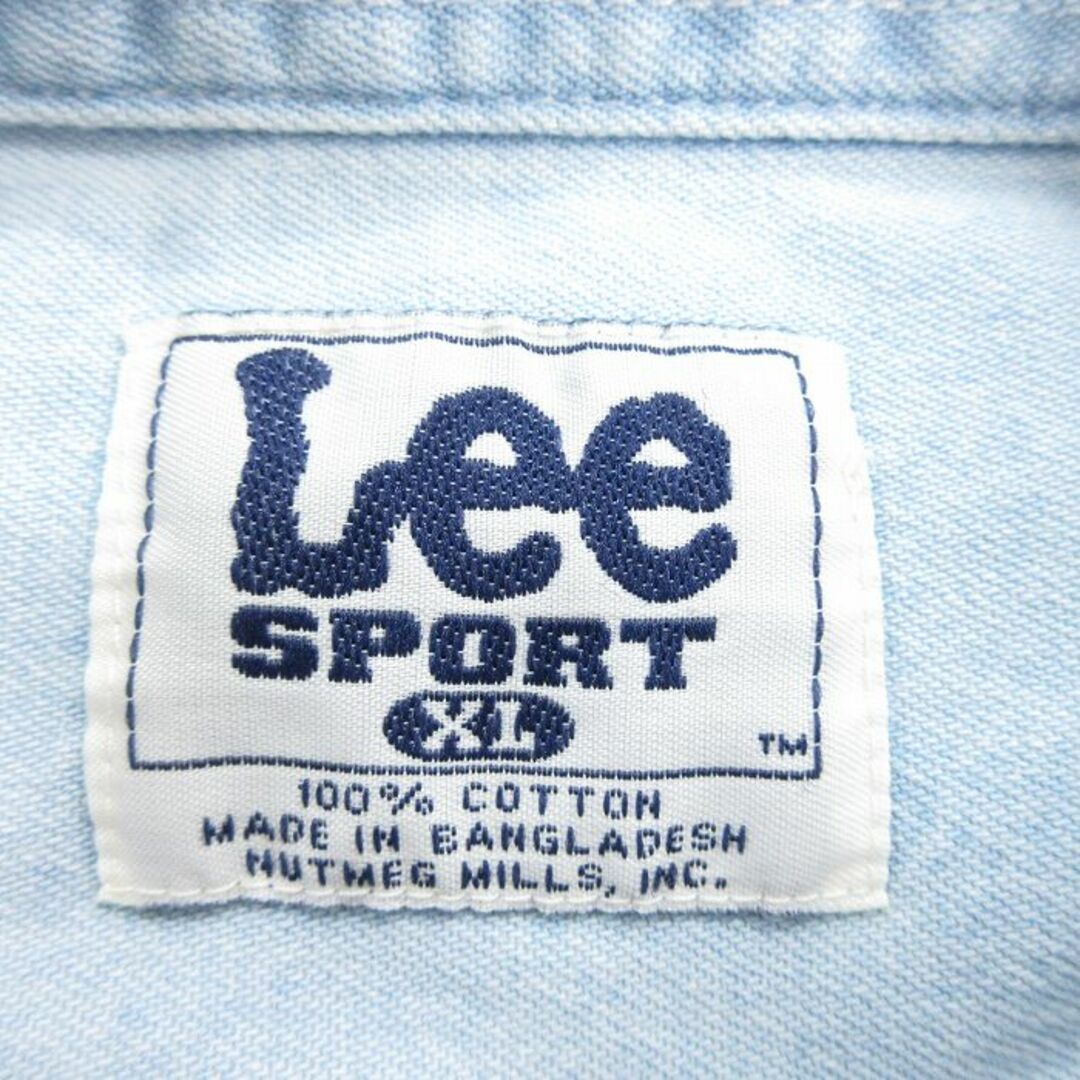 Lee(リー)のXL★古着 リー Lee 長袖 シャツ メンズ 00年代 00s ダッジ 大きいサイズ ロング丈 コットン ボタンダウン 薄紺 ネイビー デニム 23nov30 中古 トップス メンズのトップス(シャツ)の商品写真