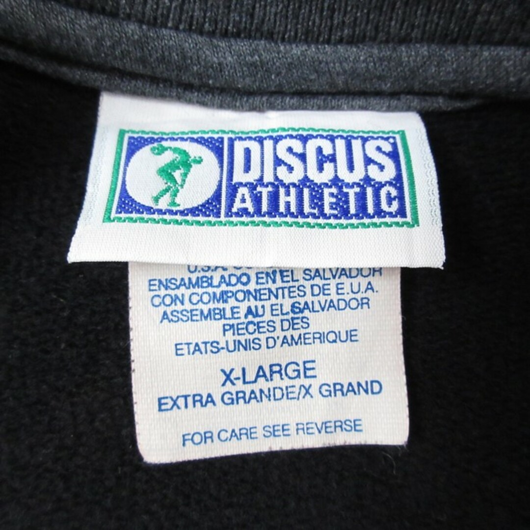 DISCUS(ディスカス)のXL★古着 ディスカス 長袖 スウェット メンズ 90年代 90s 無地 マルチカラー クルーネック 黒他 ブラック 23nov22 中古 スエット トレーナー トップス メンズのトップス(パーカー)の商品写真