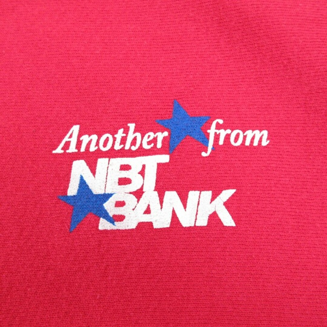 Lee(リー)のXL★古着 リー Lee 長袖 スウェット メンズ 90年代 90s NBT BANK 大きいサイズ クルーネック USA製 赤 レッド 23nov24 中古 スエット トレーナー トップス メンズのトップス(パーカー)の商品写真