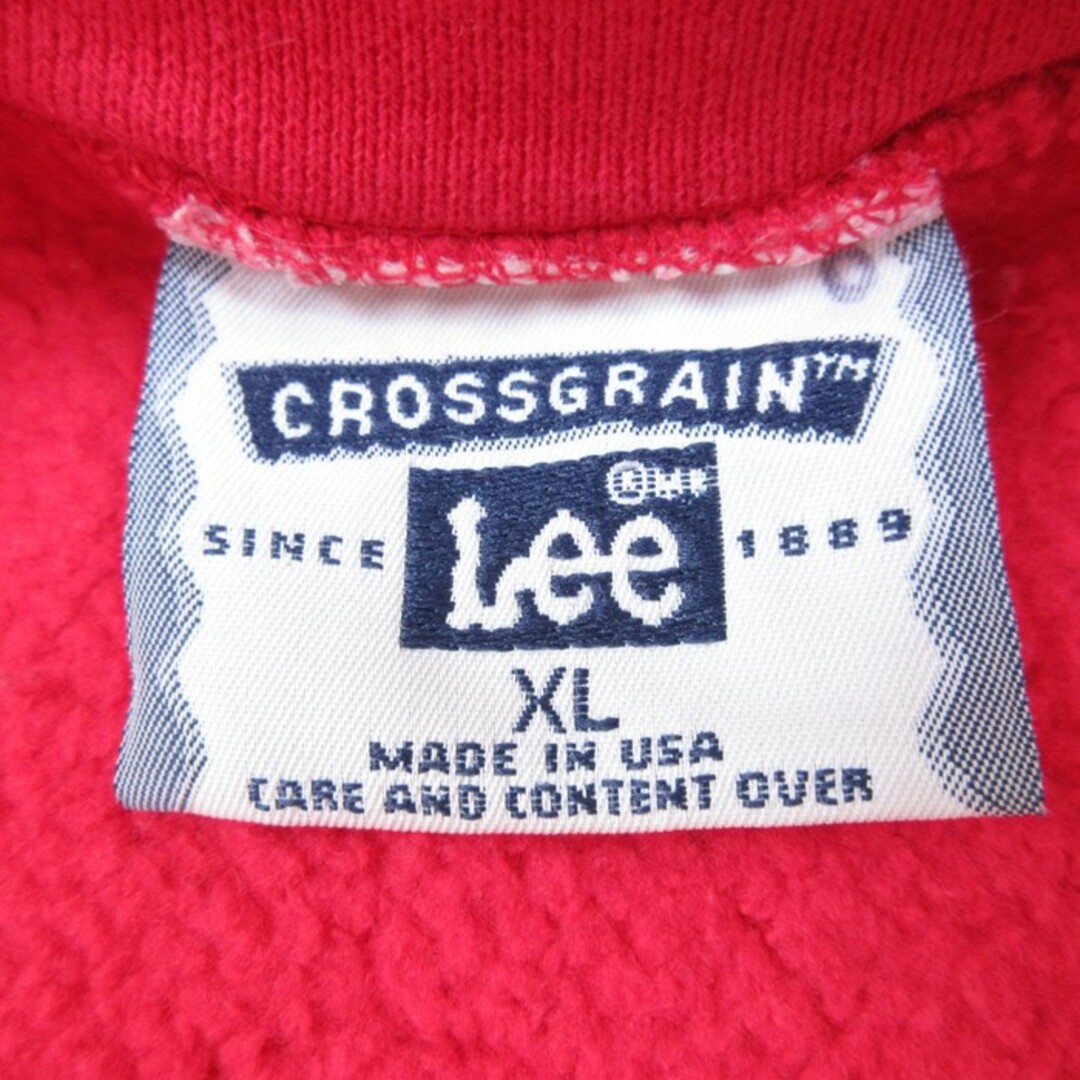 Lee(リー)のXL★古着 リー Lee 長袖 スウェット メンズ 90年代 90s NBT BANK 大きいサイズ クルーネック USA製 赤 レッド 23nov24 中古 スエット トレーナー トップス メンズのトップス(パーカー)の商品写真