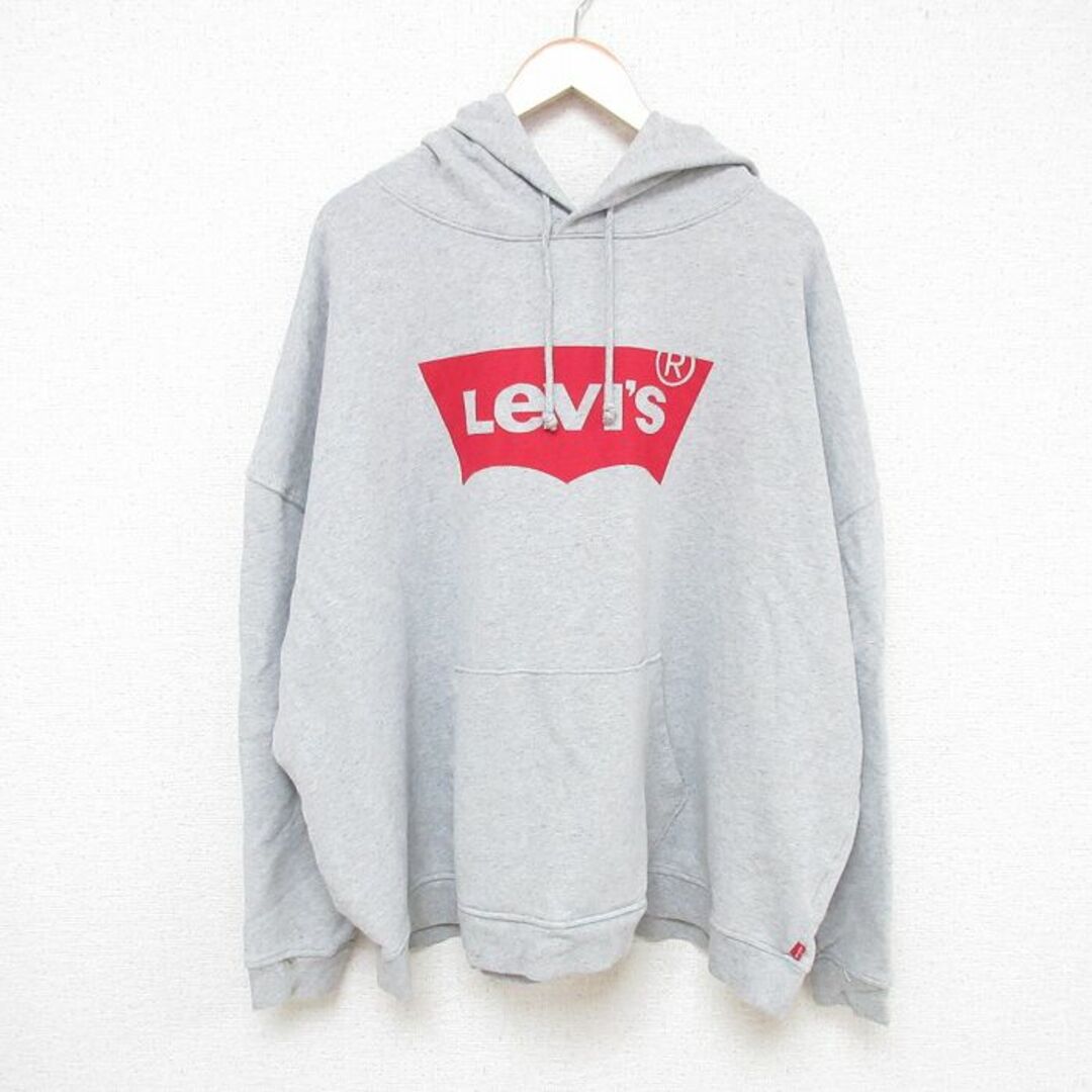 Levi's(リーバイス)のXL★古着 リーバイス Levis 長袖 トップス パーカー メンズ ビッグロゴ 大きいサイズ コットン グレー 霜降り 【spe】 23nov29 中古 スエット トレーナー メンズのトップス(パーカー)の商品写真