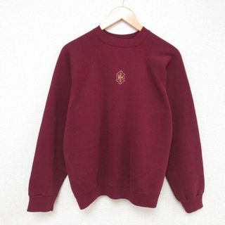 L★古着 ディスカス 長袖 スウェット メンズ 80年代 80s MK 刺繍 ラグラン クルーネック USA製 エンジ 23nov30 中古 スエット トレーナー トップス