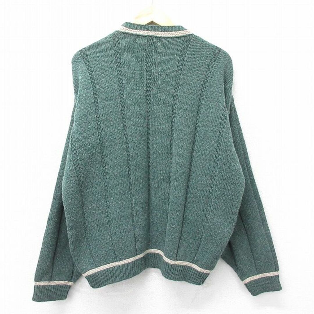 XL★古着 バンヒューセン 長袖 セーター メンズ 90年代 90s シカ 刺繍 大きいサイズ クルーネック USA製 緑 グリーン 23nov21 中古 ニット トップス メンズのトップス(ニット/セーター)の商品写真