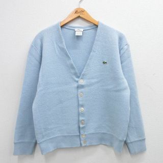 ラコステ(LACOSTE)のL★古着 ラコステ LACOSTE 長袖 ブランド ニット カーディガン メンズ ワンポイントロゴ アクリル フランス製 薄紺 ネイビー 23nov30 中古 トップス(カーディガン)