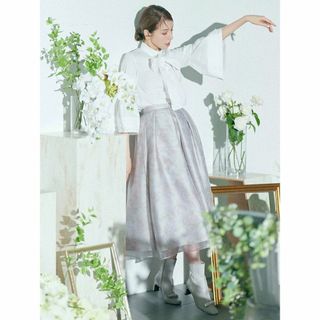 25SS】WOMEN ステンシルリーフプリント ASKIN鹿の子 スカート