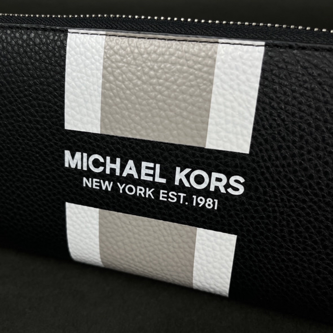 Michael Kors(マイケルコース)のマイケルコース クーパー ストライプ ウォレット 長財布 ブラック メンズ 新品 メンズのファッション小物(長財布)の商品写真