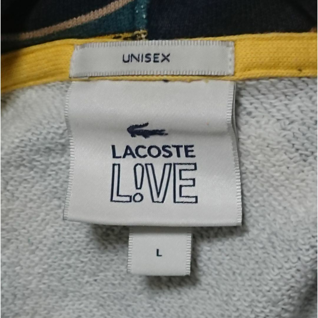 LACOSTE L!VE(ラコステライブ)のラコステ ライブ プルオーバーパーカー　総柄　マルチカラー　コットン100　L メンズのトップス(パーカー)の商品写真