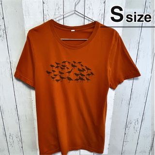 USA古着　Tシャツ　Sサイズ　オレンジ　テラコッタ　鳥　バード　アニマル柄(Tシャツ/カットソー(半袖/袖なし))