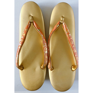 高級 本革 草履 ぞうり 桜 ゴールド 靴 日本製 着物 和装 小物(下駄/草履)