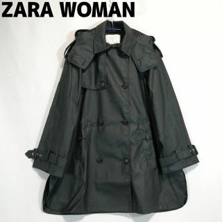 ザラ(ZARA)のZARA フード付き フェイクレザーコート トレンチコート ザラ USA:XS(トレンチコート)