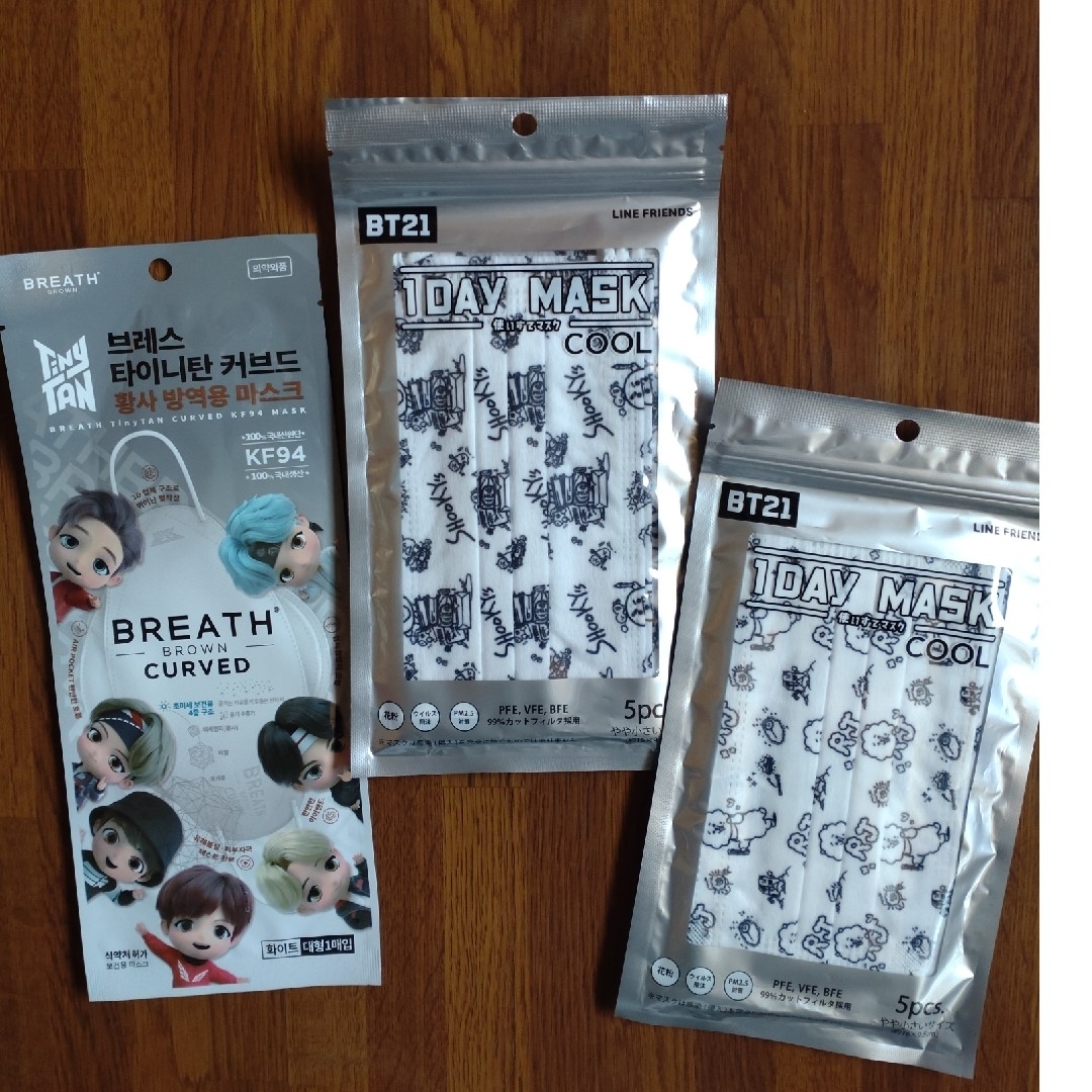 防弾少年団(BTS)(ボウダンショウネンダン)のBT21 1Day mask cool/ TinyTAN  ブレス マスク インテリア/住まい/日用品のインテリア/住まい/日用品 その他(その他)の商品写真