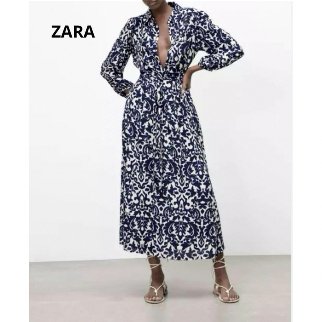 ZARA(ザラ)のZARA ＊ ワンピース シャツワンピース ロングワンピース 美品 レディースのワンピース(ロングワンピース/マキシワンピース)の商品写真