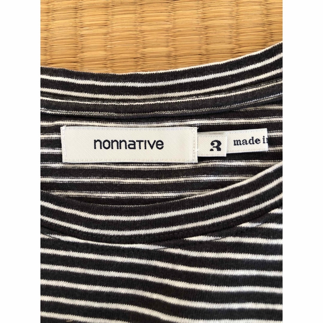 nonnative(ノンネイティブ)のnonnative DWELLER S/S TEE BORDER チャコール白 メンズのトップス(Tシャツ/カットソー(半袖/袖なし))の商品写真