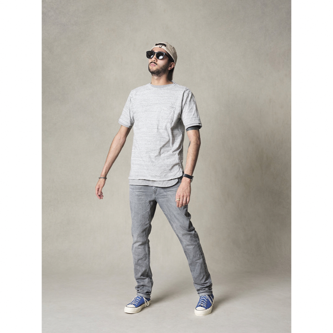 nonnative(ノンネイティブ)のnonnative DWELLER S/S TEE BORDER チャコール白 メンズのトップス(Tシャツ/カットソー(半袖/袖なし))の商品写真