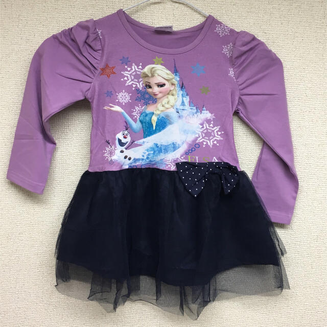 Disney(ディズニー)のアナと雪の女王ワンピース/紫 92cm キッズ/ベビー/マタニティのキッズ服女の子用(90cm~)(ワンピース)の商品写真