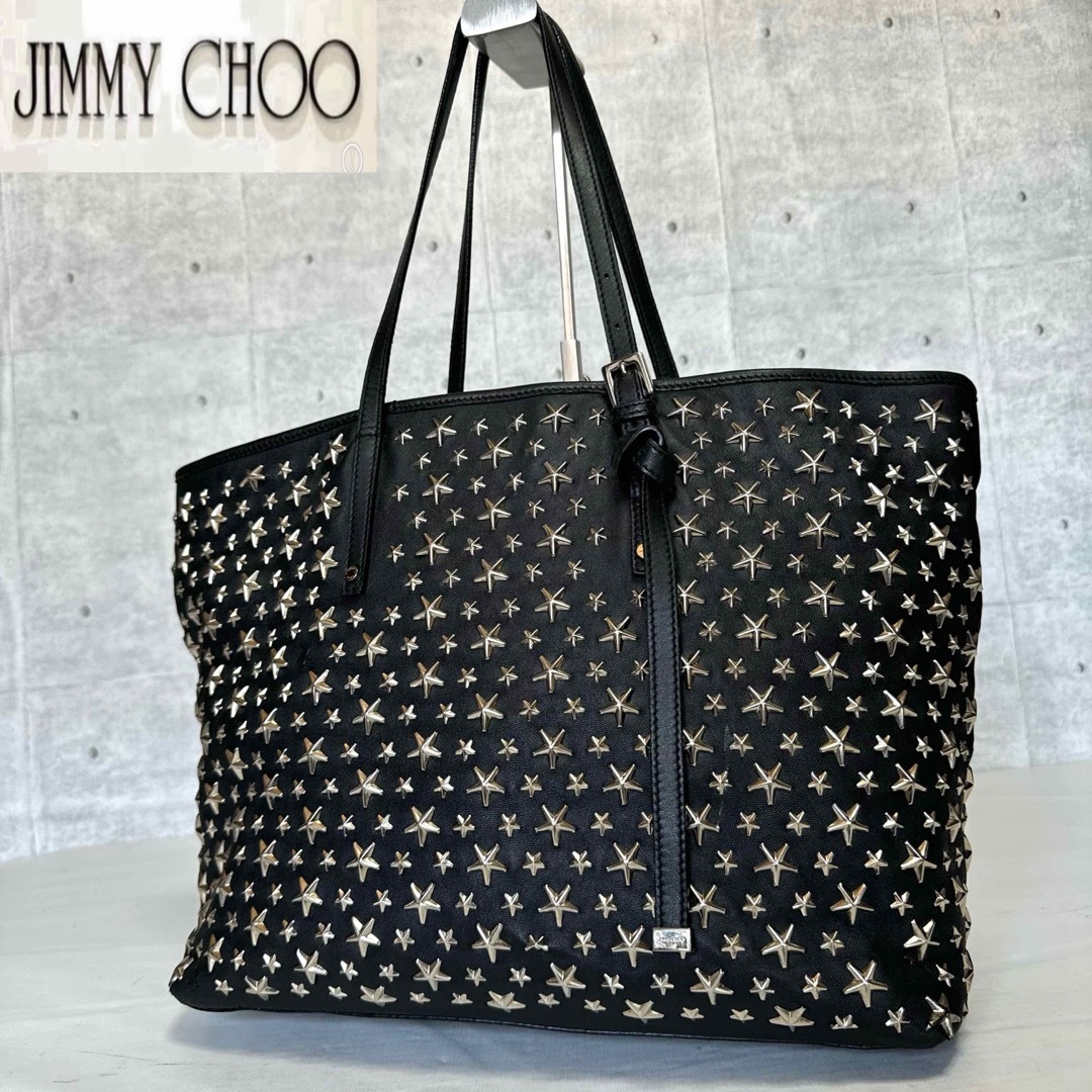 JIMMY CHOO(ジミーチュウ)の【JIMMY CHOO】SASHA/M BLACK スタースタッズ トートバッグ レディースのバッグ(トートバッグ)の商品写真