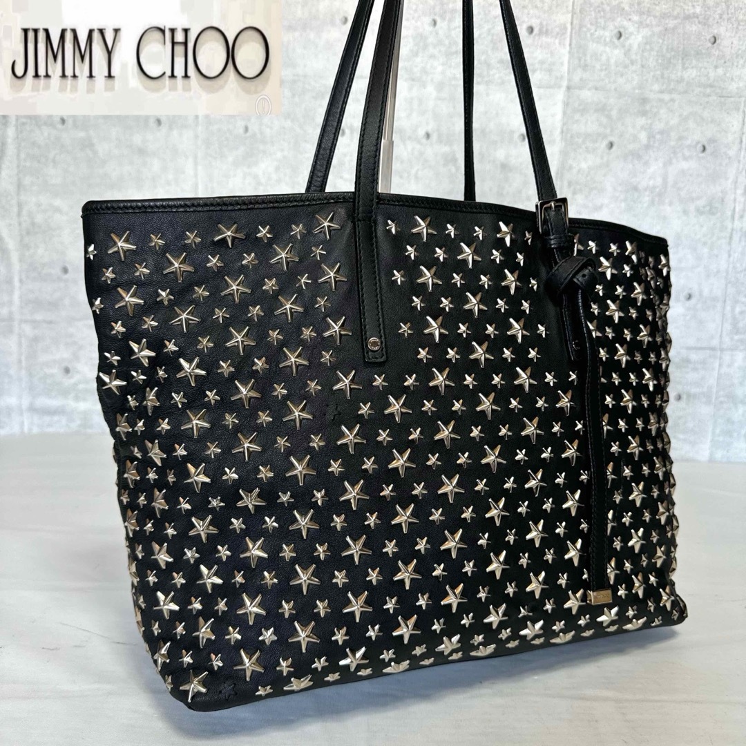 JIMMY CHOO(ジミーチュウ)の【JIMMY CHOO】SASHA/M BLACK スタースタッズ トートバッグ レディースのバッグ(トートバッグ)の商品写真